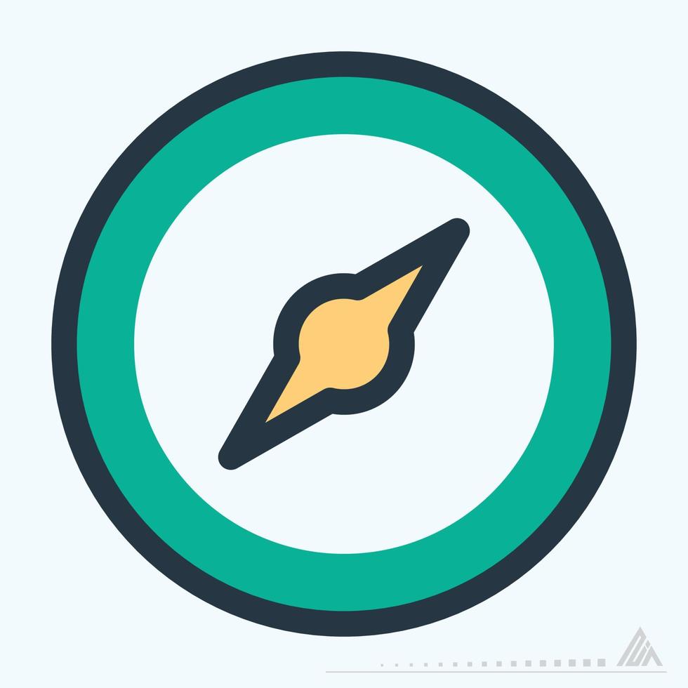 Icon Compass 3 - Color Line Cut Style vector