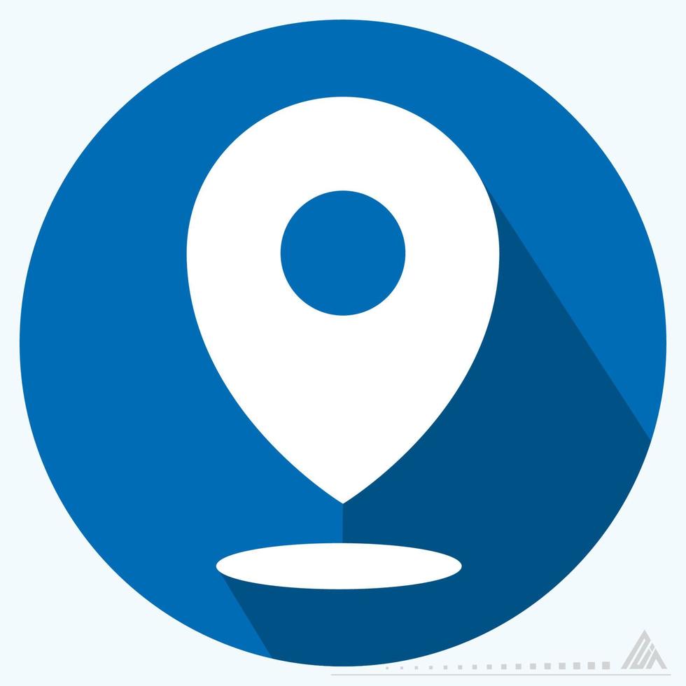 Icon Pin Point 2 - Long Shadow Style vector