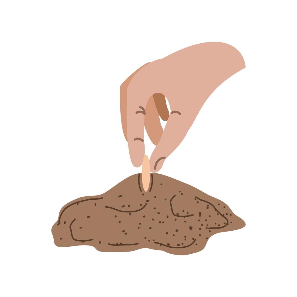 hand planting a seed vector