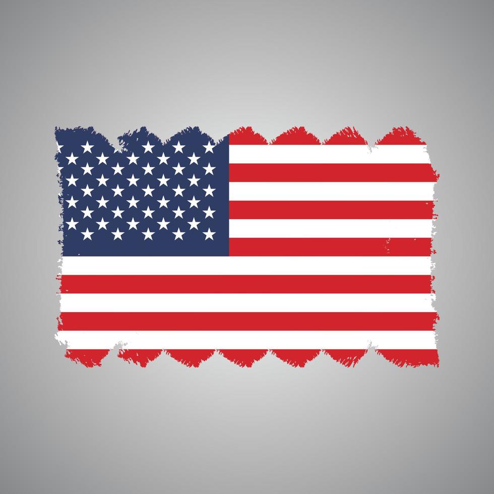 United States Flag With Watercolor Painted Brush vector