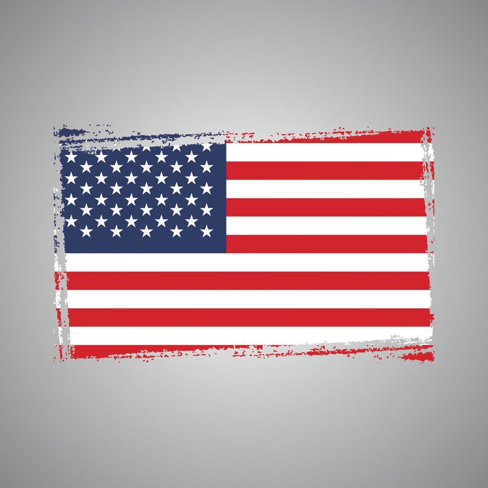 bandera de estados unidos con pincel pintado a acuarela vector