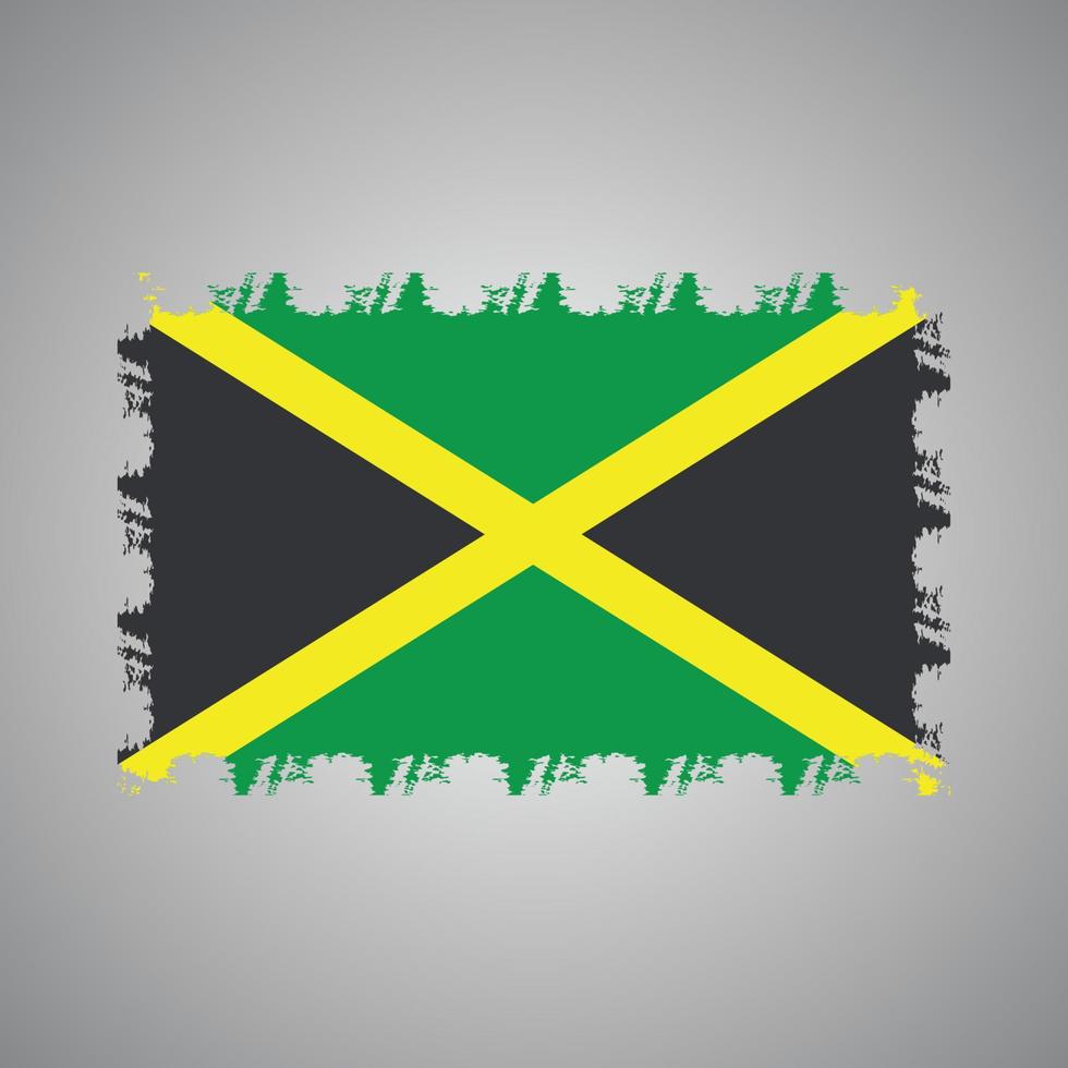 bandera de jamaica con pincel pintado de acuarela vector