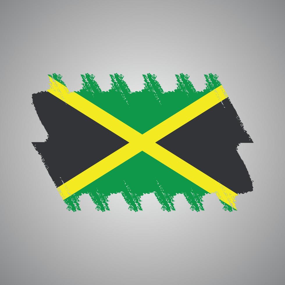 bandera de jamaica con pincel pintado de acuarela vector