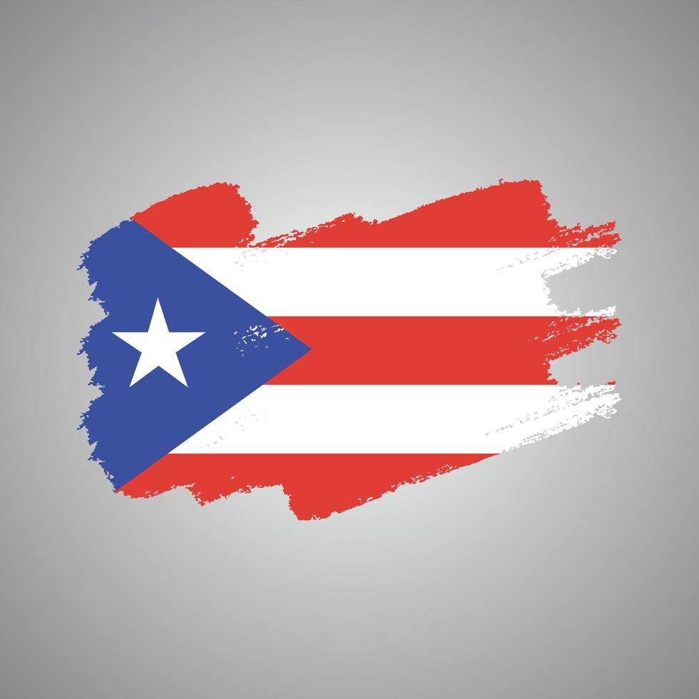 Puerto Rico Flag With Watercolor Painted Brush vector