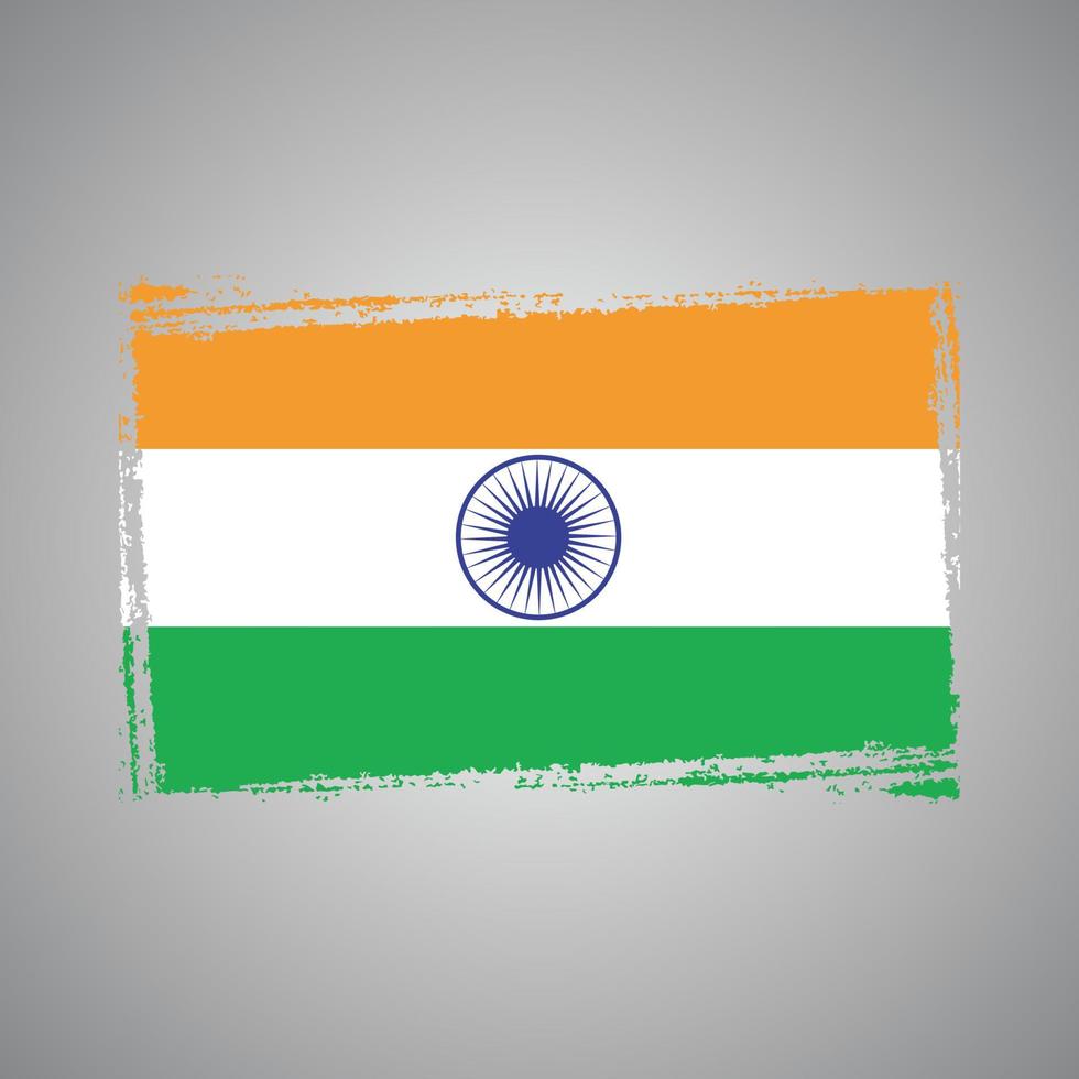 bandera de india con pincel pintado de acuarela vector