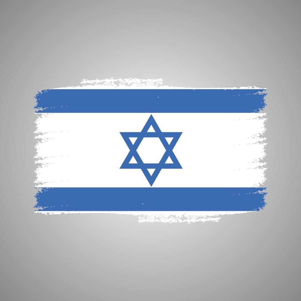 bandera de israel con pincel pintado de acuarela vector