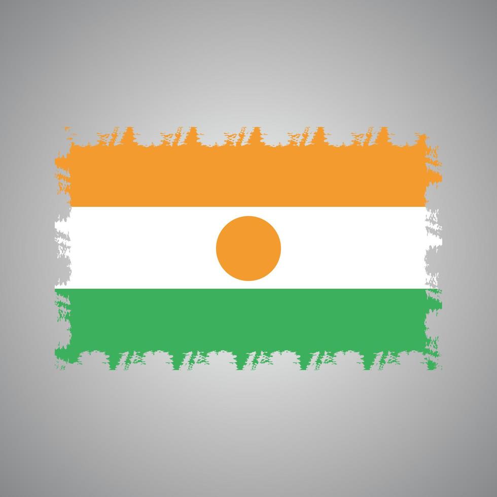 bandera de niger con pincel pintado de acuarela vector