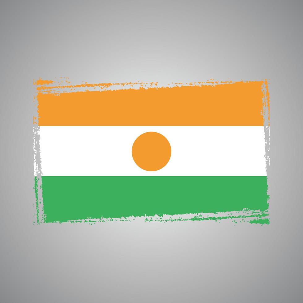 bandera de niger con pincel pintado de acuarela vector