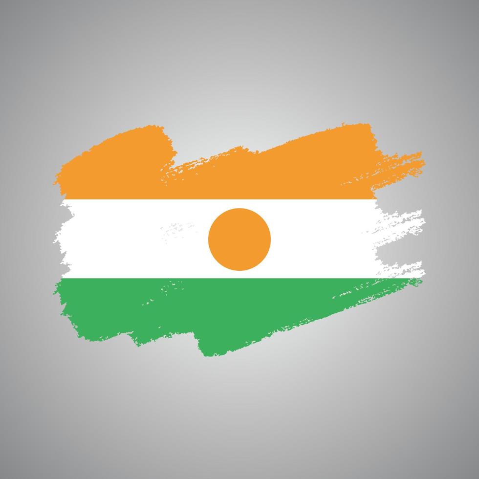 Niger Flag With Watercolor Painted Brush vector