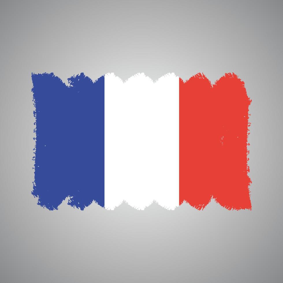 bandera de francia con pincel pintado de acuarela vector