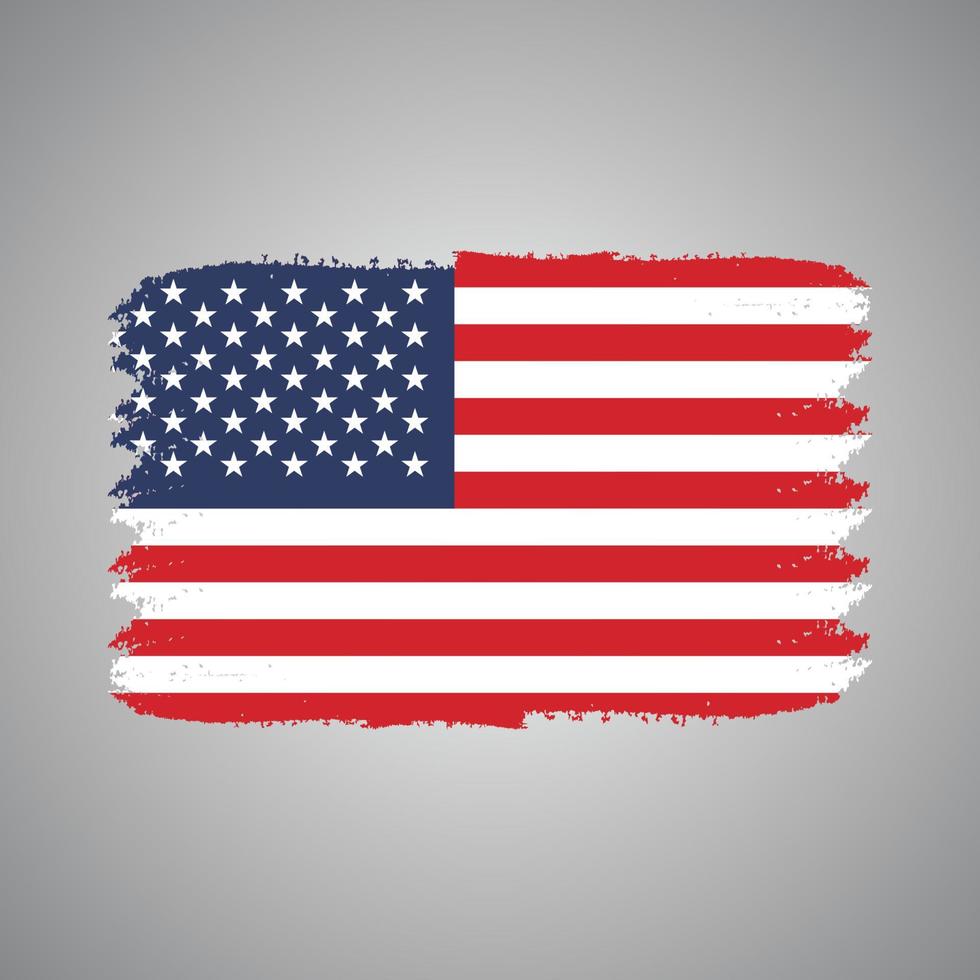 United States Flag With Watercolor Painted Brush vector