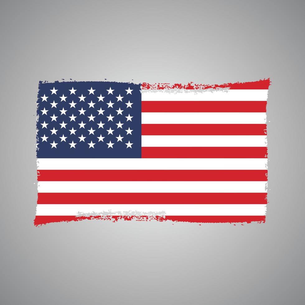 United States Flag With Watercolor Painted Brush vector