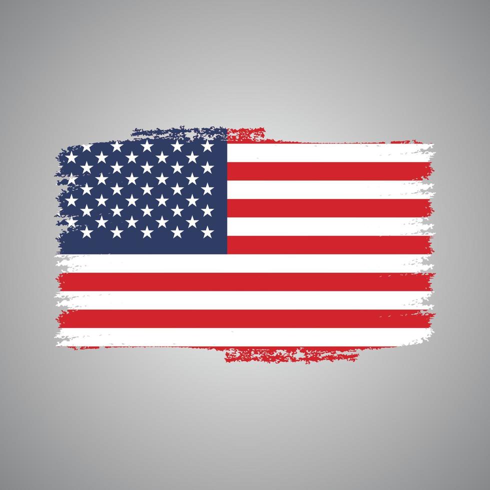 bandera de estados unidos con pincel pintado a acuarela vector