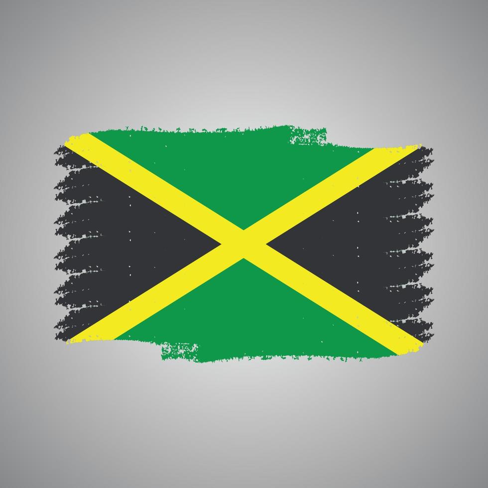 Jamaica Flag With Watercolor Painted Brush vector