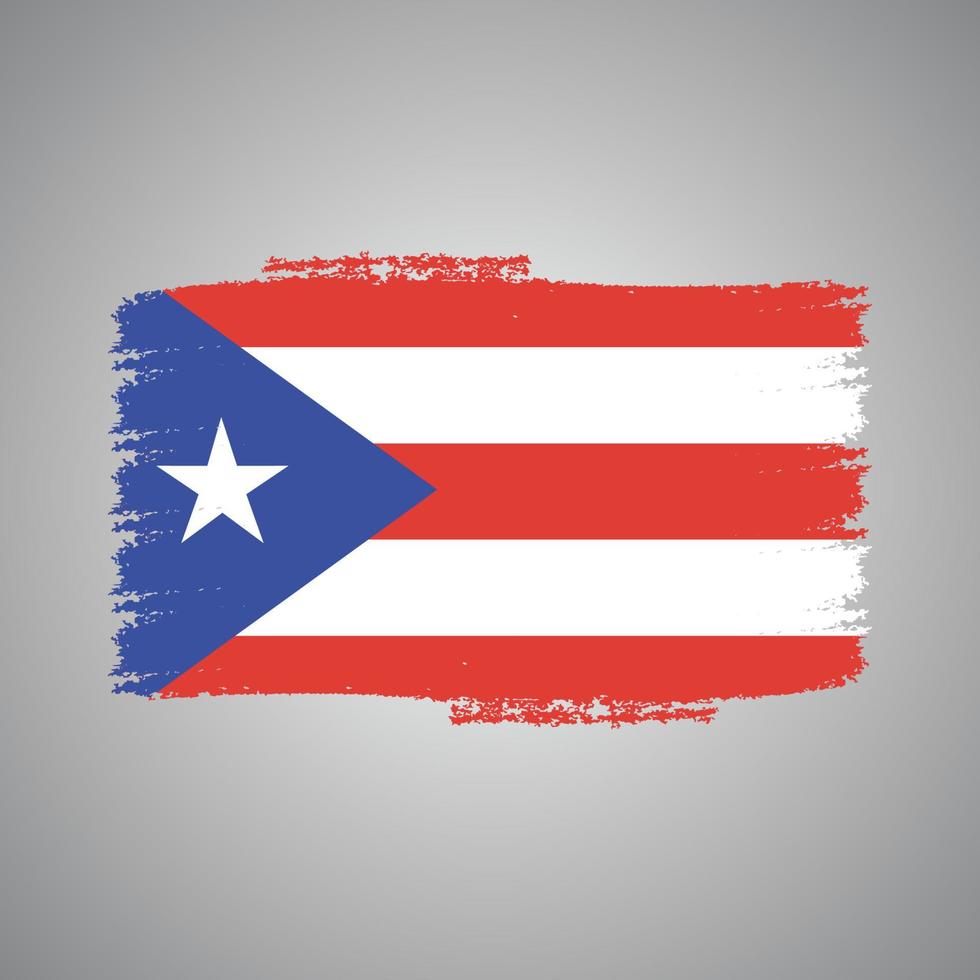 bandera de puerto rico con pincel pintado a acuarela vector