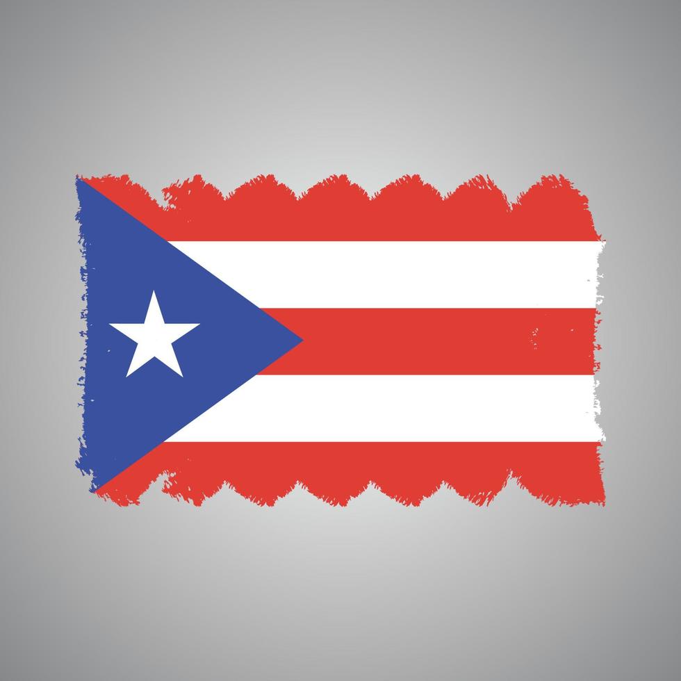 bandera de puerto rico con pincel pintado a acuarela vector