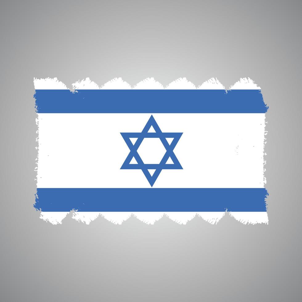 Israel Flag With Watercolor Painted Brush vector
