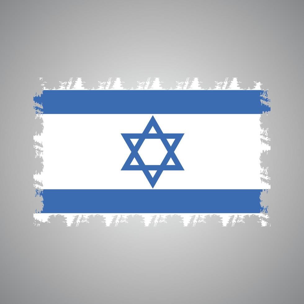 bandera de israel con pincel pintado de acuarela vector
