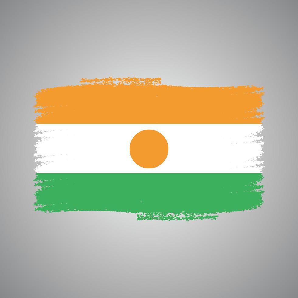 bandera de niger con pincel pintado de acuarela vector