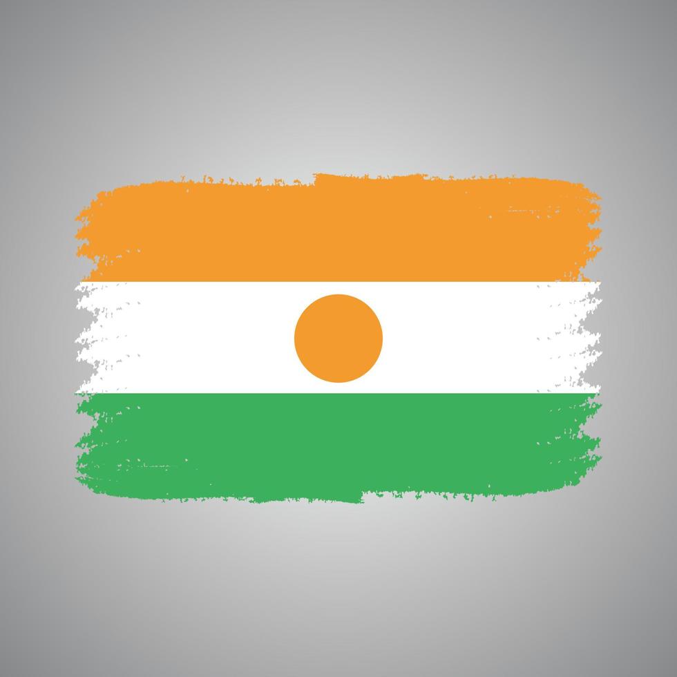 bandera de niger con pincel pintado de acuarela vector