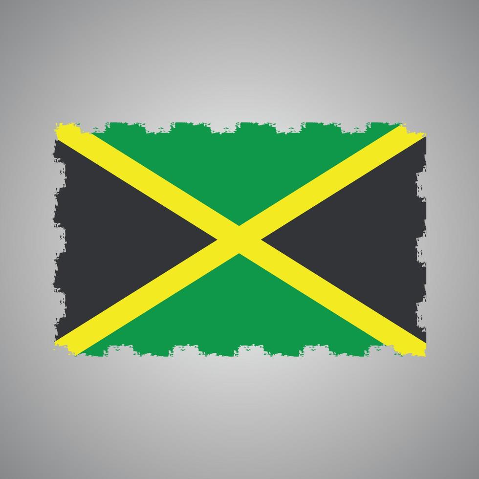 bandera de jamaica con pincel pintado de acuarela vector