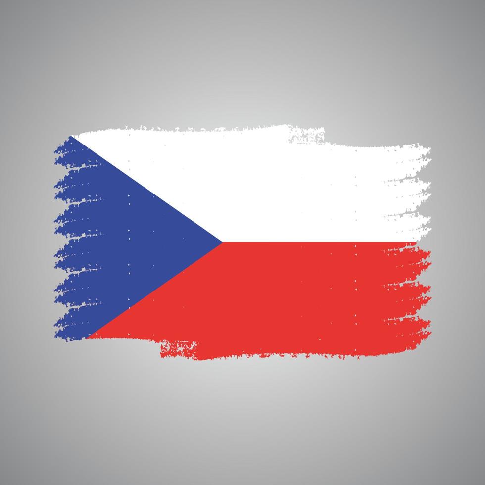 Czech Republic Flag With Watercolor Painted Brush vector