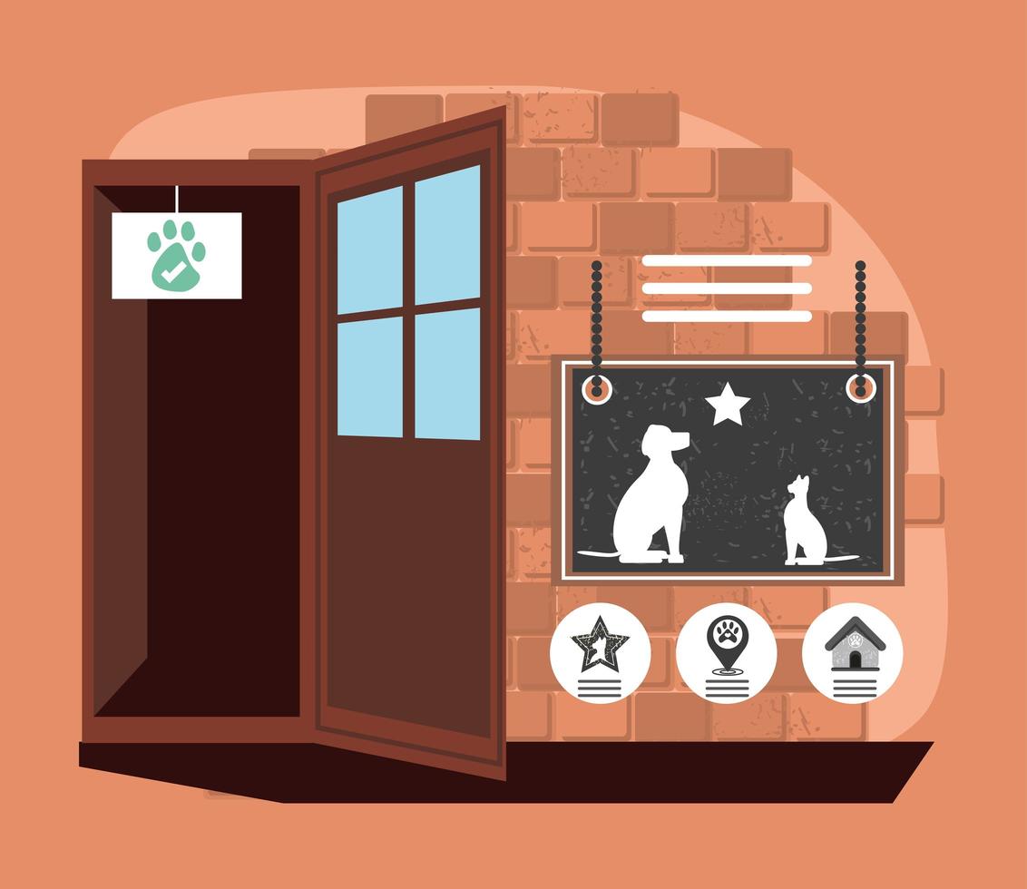pets shop door vector