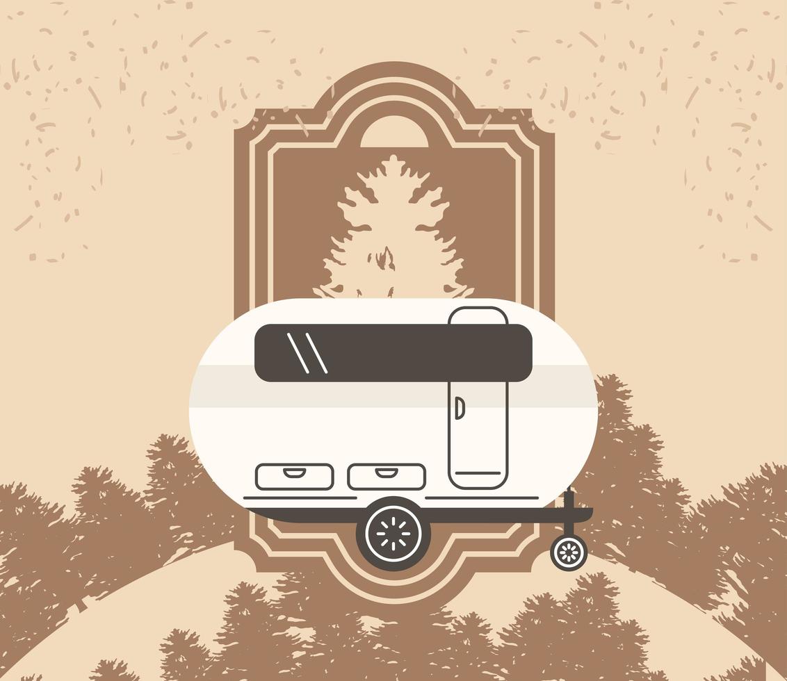 cartel de autocaravana de camping vector