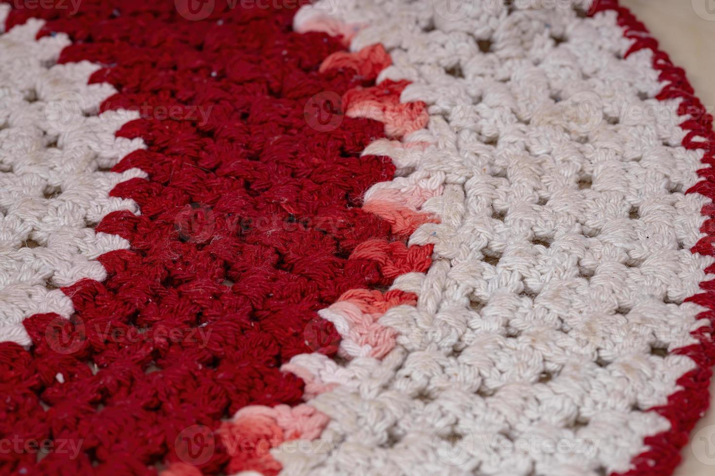 Red crochet rug photo