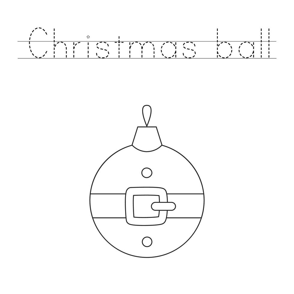 Trace and color Christmas ball. Worksheet for kids. vector