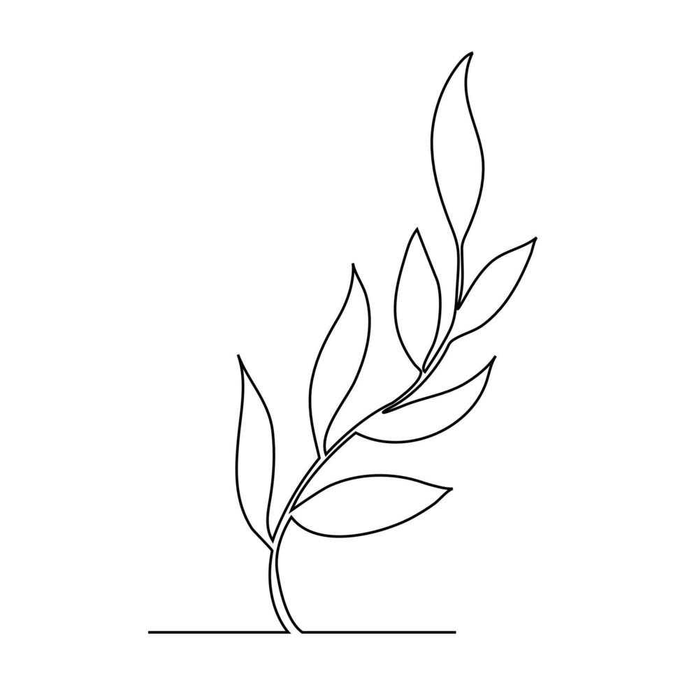 Continuous line drawing of tree on white background. Vector illustration