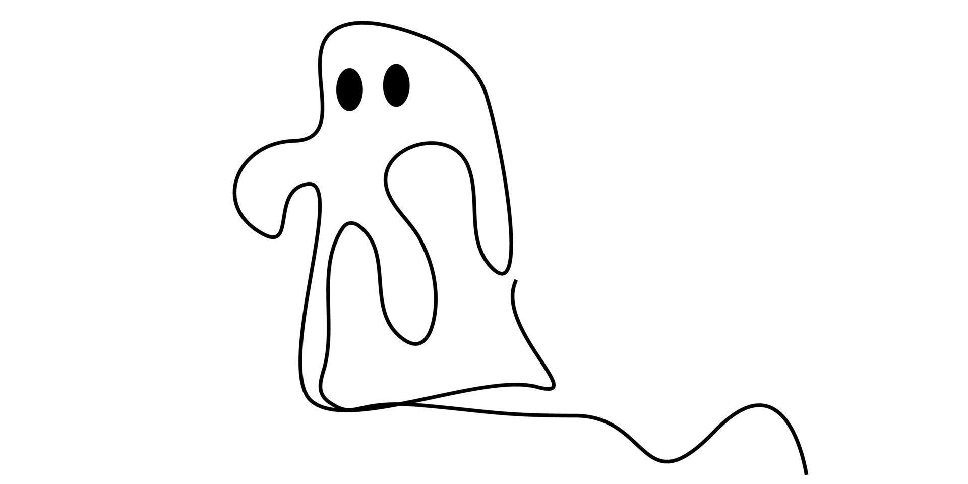Halloween Ghost Continuous Lines vector