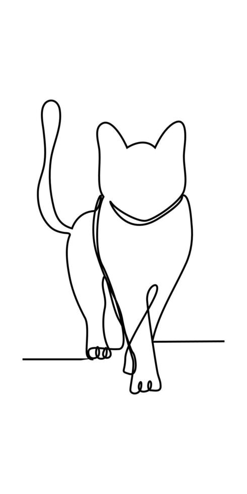 Continuous Line Halloween Cat vector