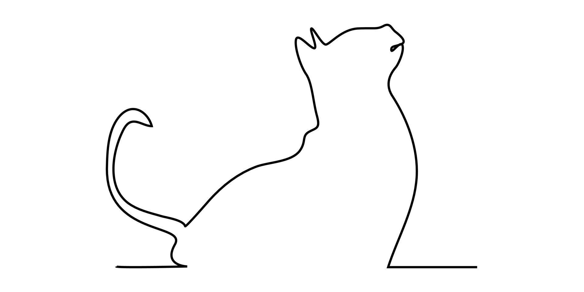 Continuous Line Halloween Cat vector