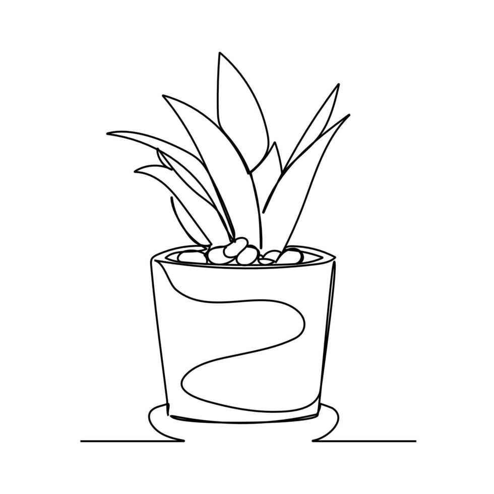 Continuous line drawing of tree on white background. Vector illustration