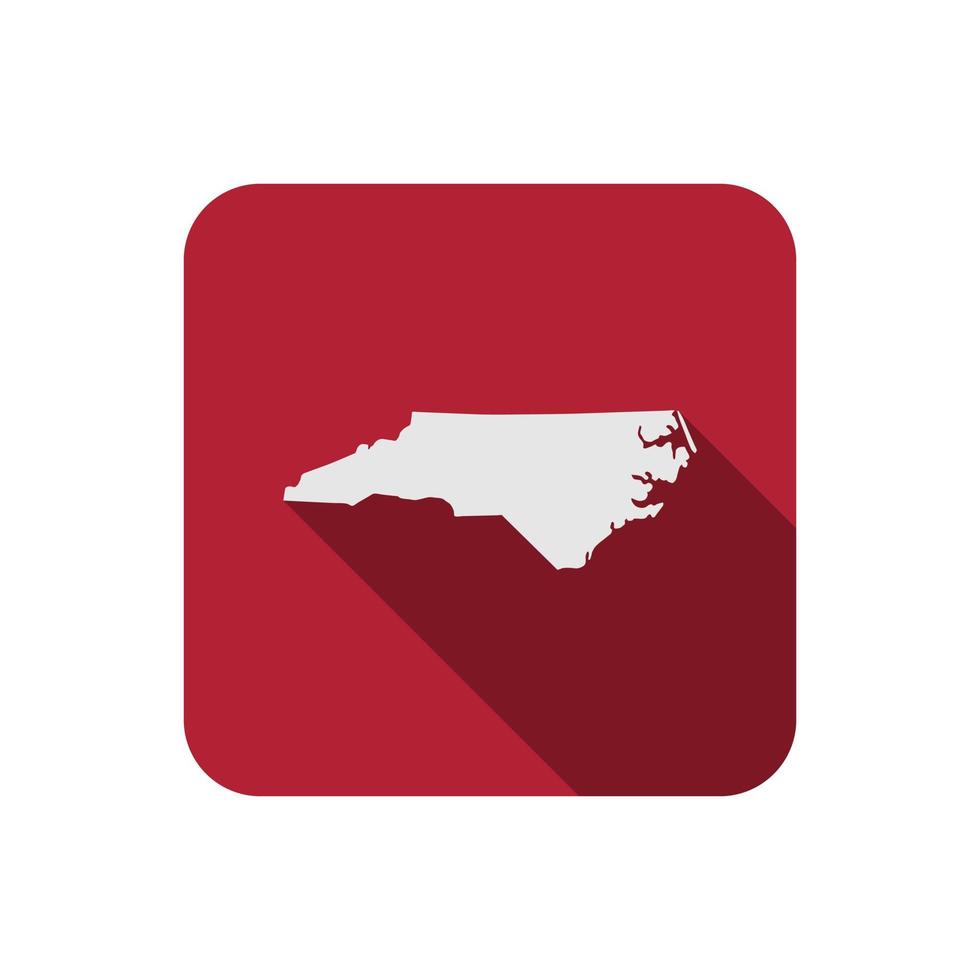 North Carolina square state map with long shadow vector