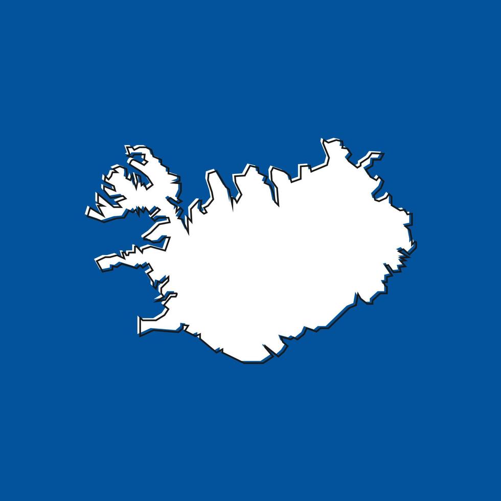 Iceland Vector Map Isolated on Blue Background.