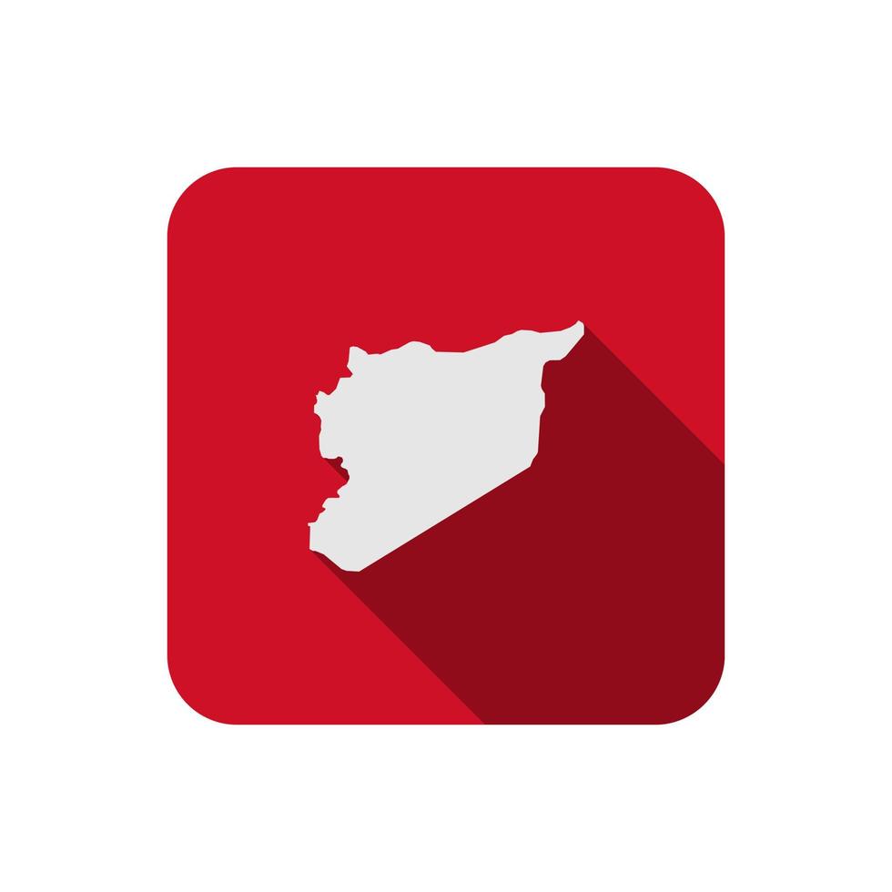 Mapa de Siria en el cuadrado rojo con una larga sombra vector