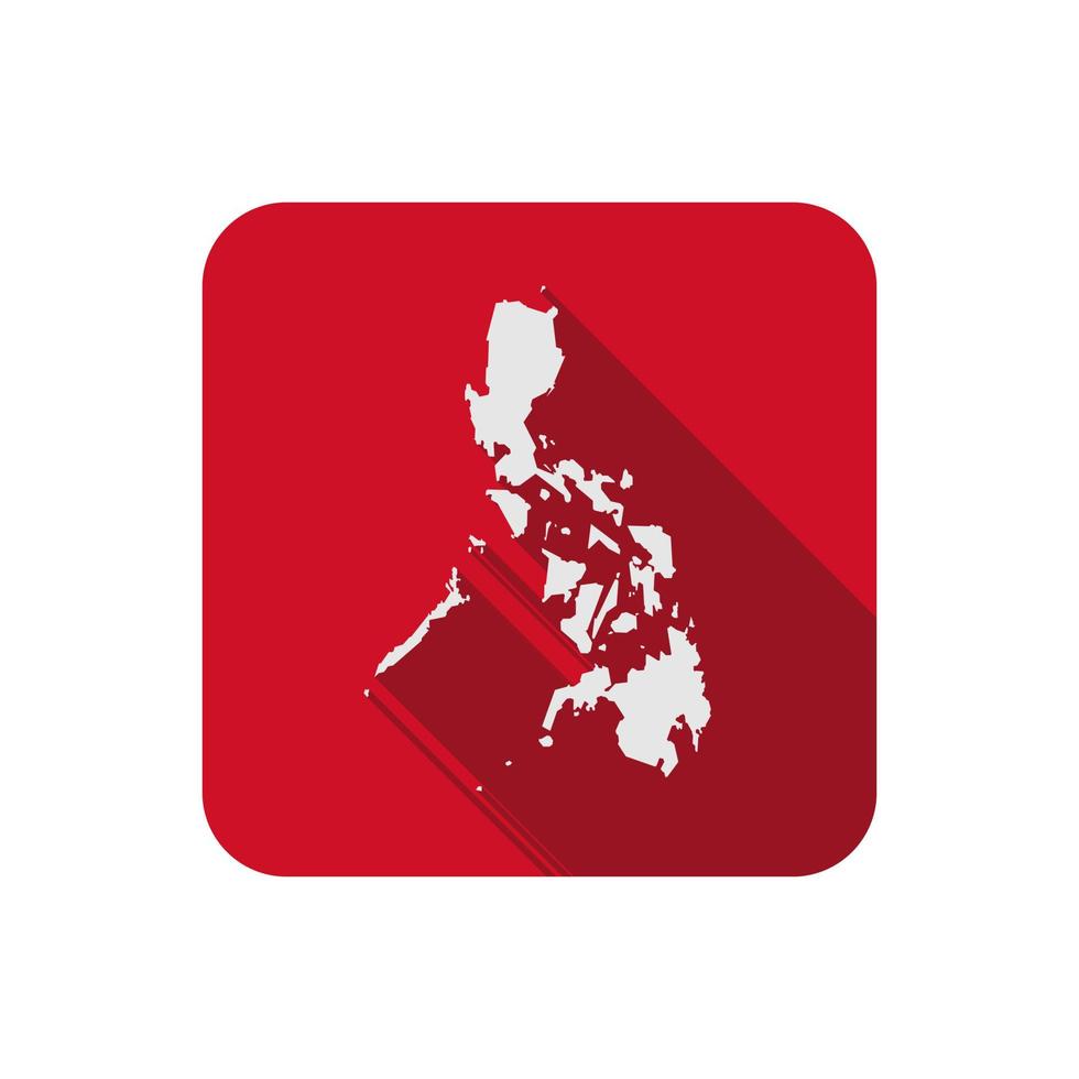 mapa de las islas filipinas en el cuadrado rojo con una larga sombra vector