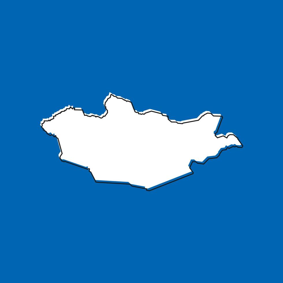 Vector Illustration of the Map of Mongolia on Blue Background