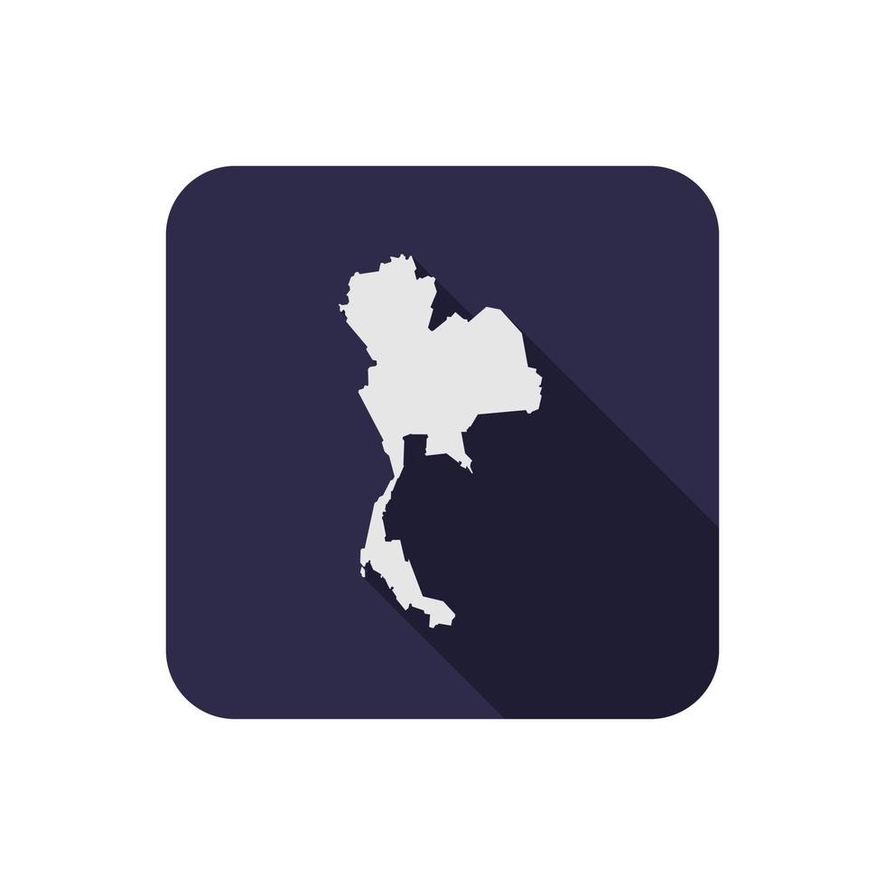 Map of Thailand on Blue square with long shadow vector