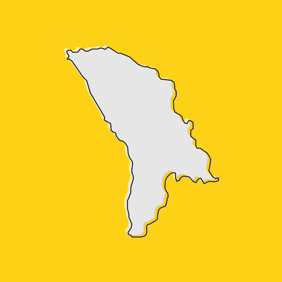 Vector Illustration of the Map of Moldova on yellow Background
