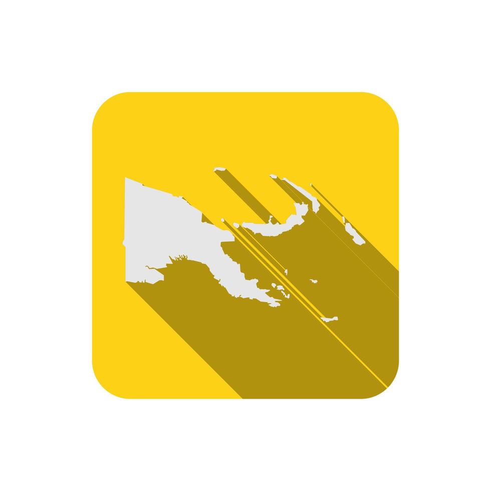 Map of Papua New Guinea on yellow square with long shadow vector