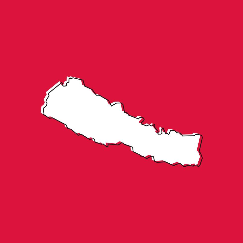 Ilustración vectorial del mapa de Nepal sobre fondo rojo. vector