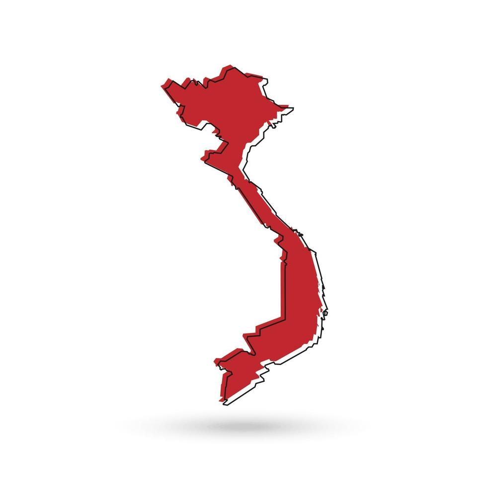 Vector Illustration of the red Map of Vietnam on White Background