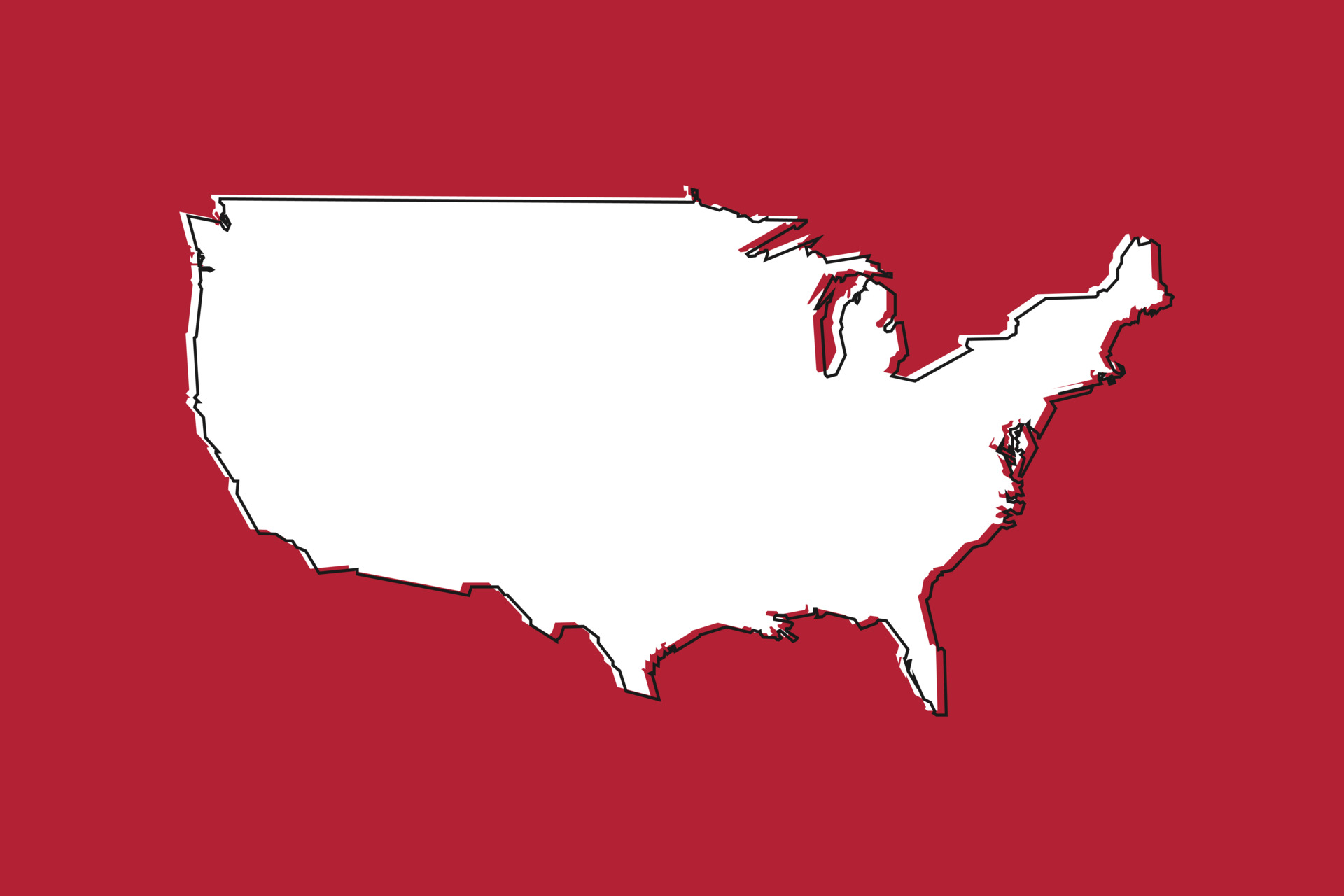 Red cartoon silhouette map of United States of America 3798164 Vector Art  at Vecteezy
