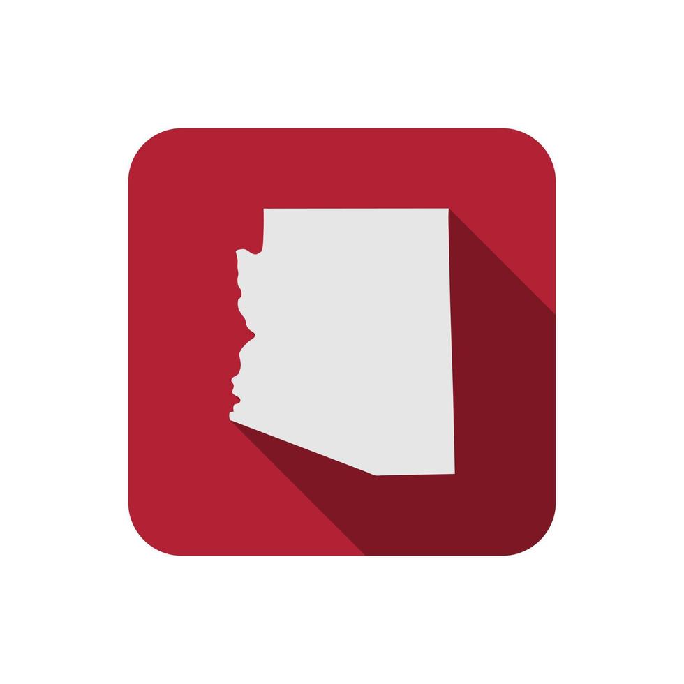 Arizona state red square map with long shadow vector
