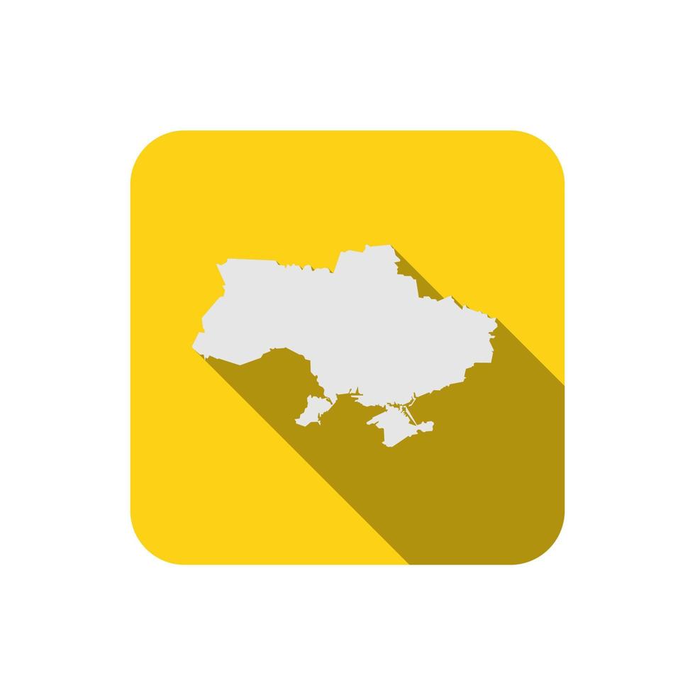 Map of Ukraine on yellow square with long shadow vector