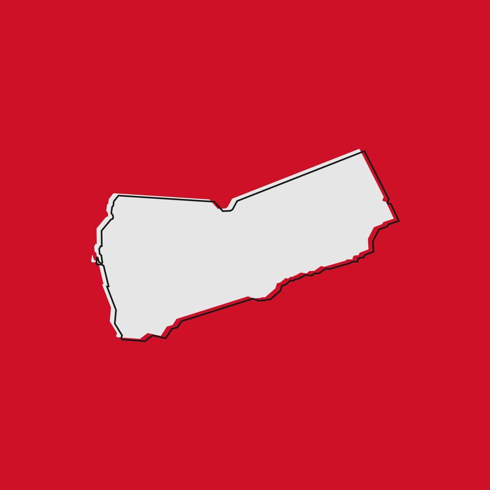 Ilustración vectorial del mapa de Yemen sobre fondo rojo. vector