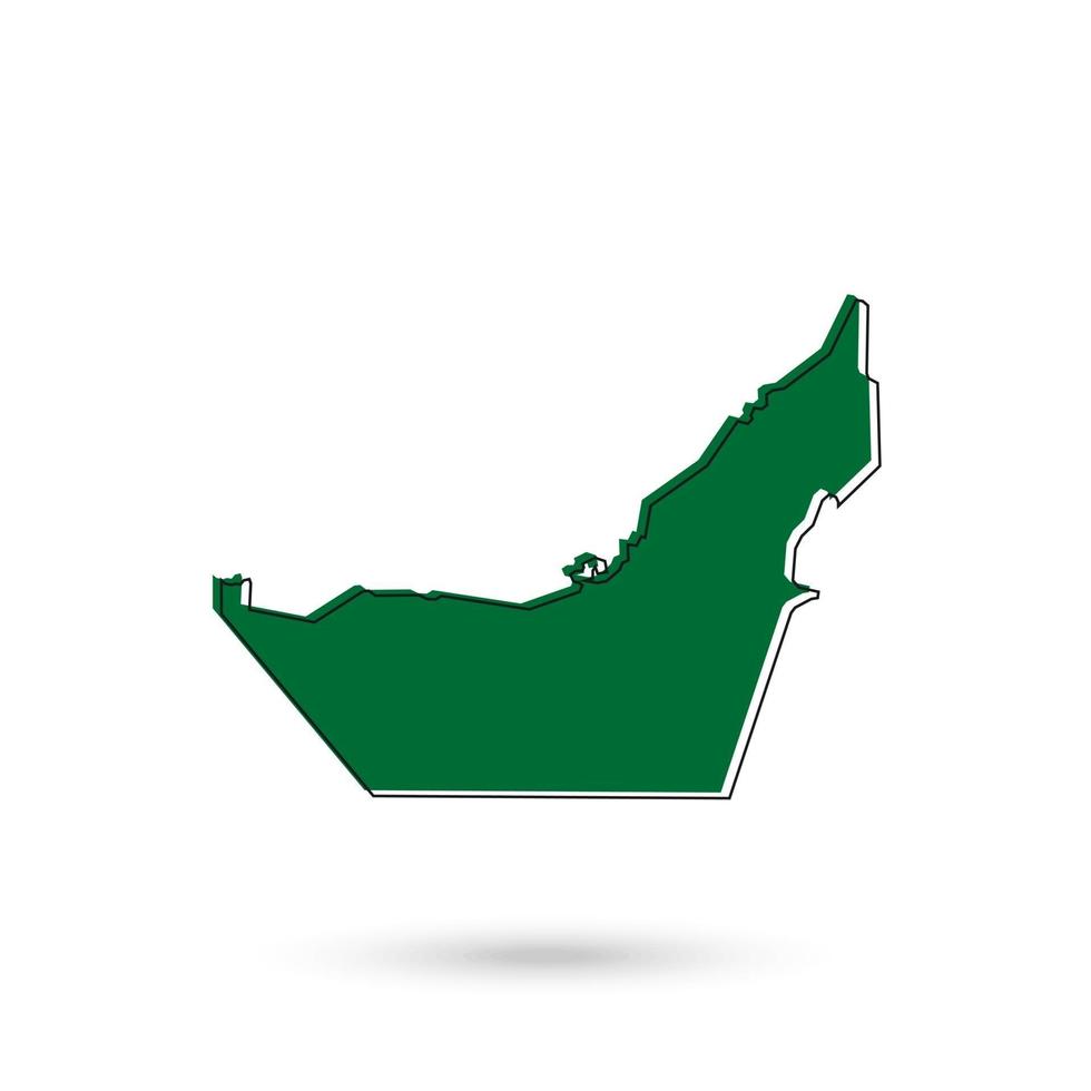 Vector Illustration of the green Map of UAE on White Background